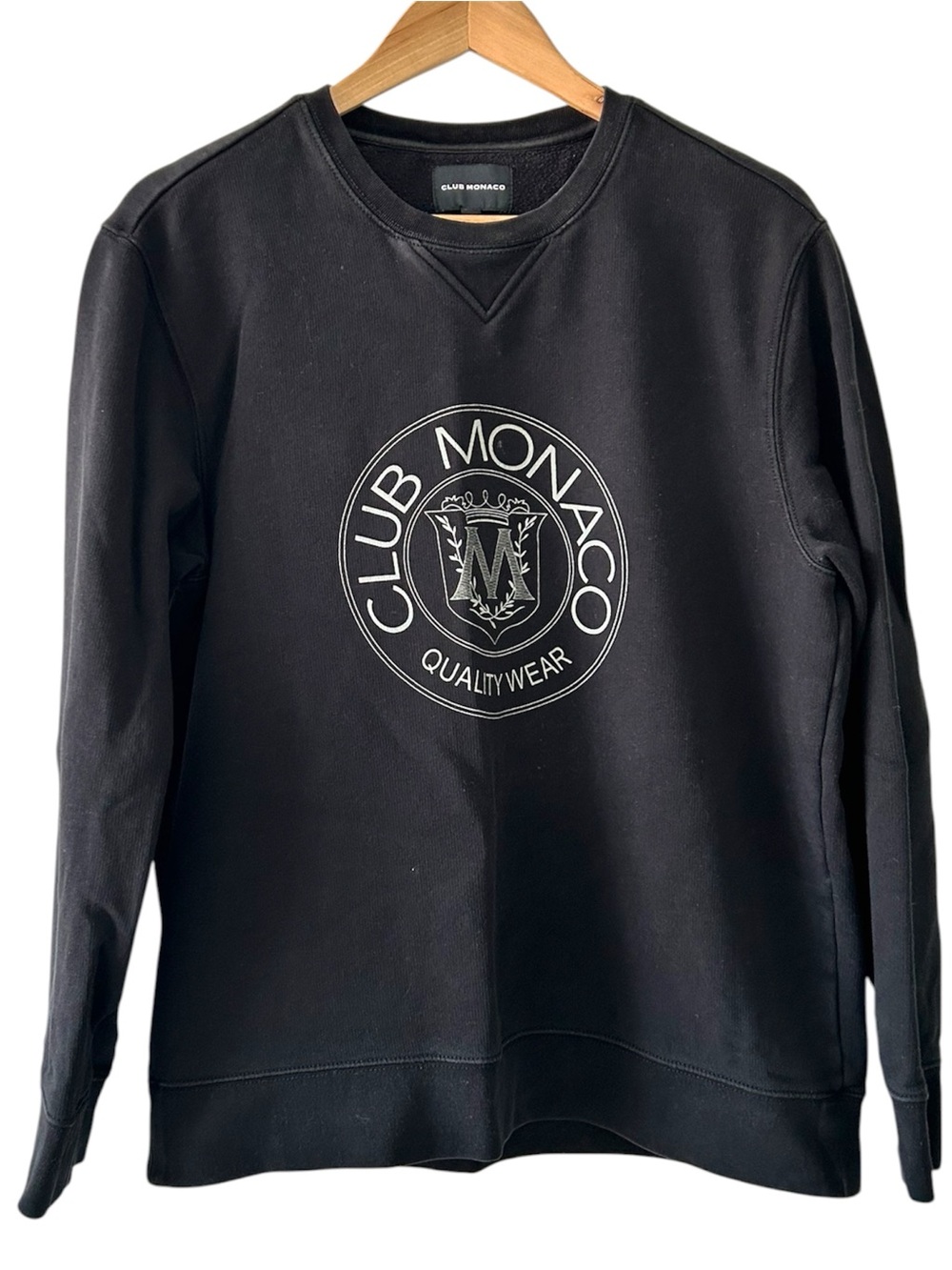 Club Monaco Black Heritage Crest Sweatshirt Size M